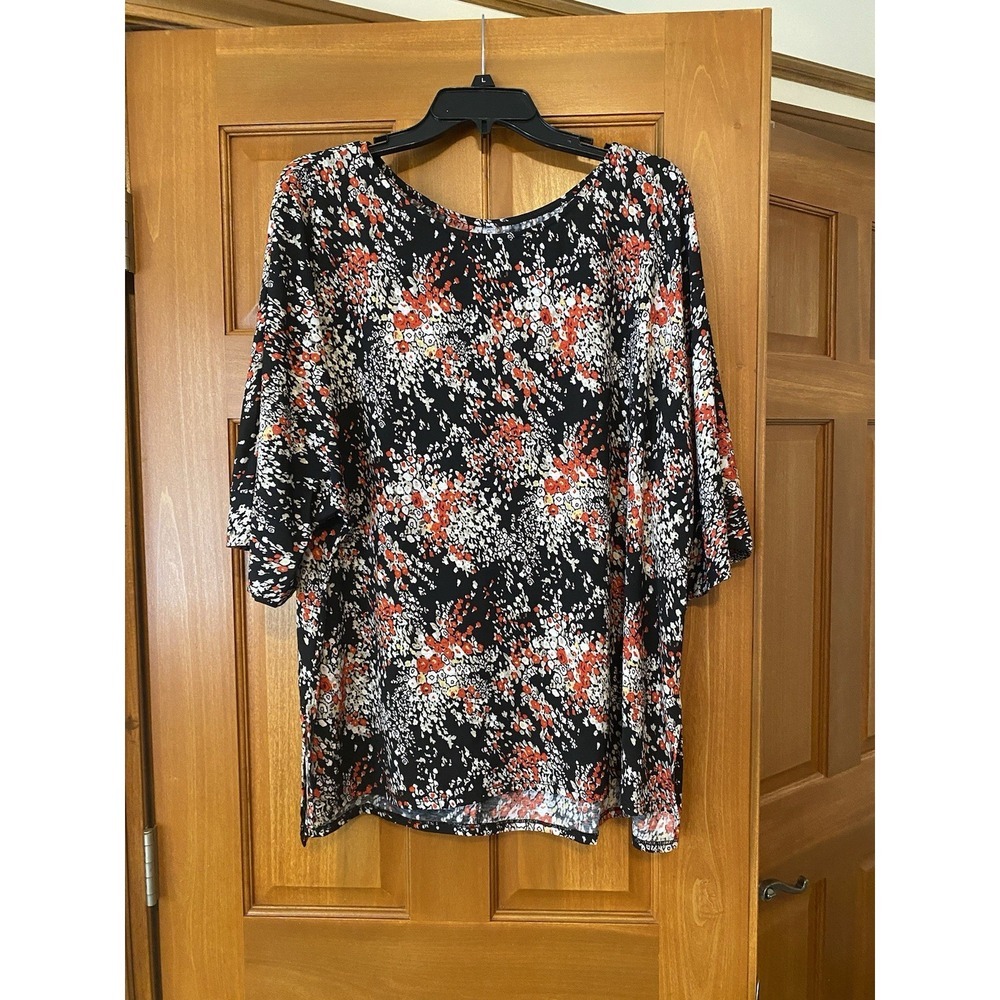 Dear Scarlett XL Blouse Floral Black Loose Oversized Business Casual Comfortable